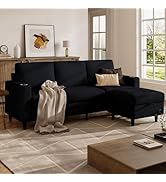 POYISOU Sectional Couches for Living Room, L Shaped Couch with 2 Cup Holders, Corduroy Couch Smal...