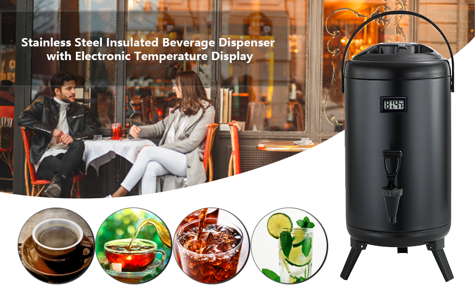 Hot Beverage Dispenser, Stainless Steel Insulated Beverage