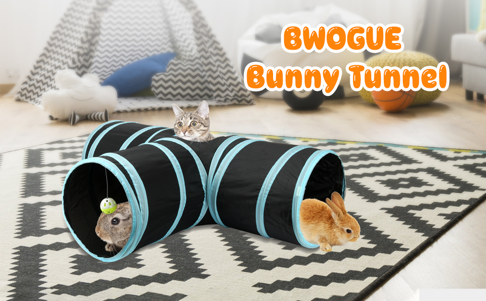 BWOGUE Bunny Tunnels & Tubes Collapsible 3 Way Bunny
