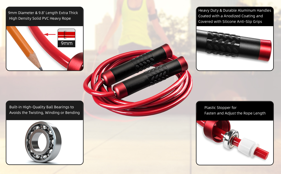 WXWS Weighted Jump Rope-Heavy Jump Ropes With Adju... 9 skipping rope heavy weight