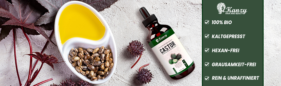 Kanzy Castor Oil Organic Cold Pressed 100% Pure Nails Organic Castor Oil For Hair Growth 100 ml