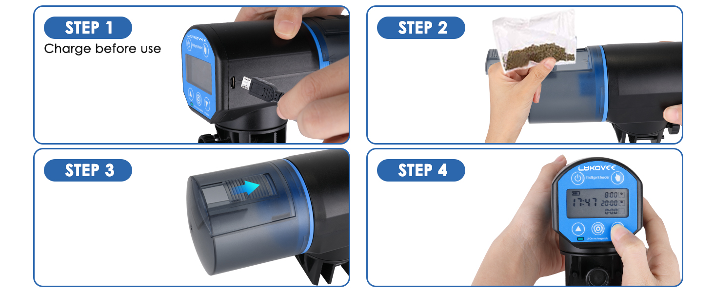 Lukovee Automatic Fish Feeder, Feeding Time Display USB