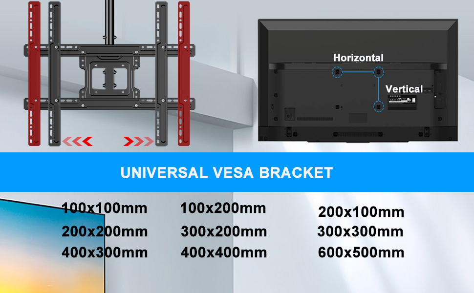 GLWIXY Ceiling TV Mount for Most 42 to 75 Inch TVs, Flip Down Hanging