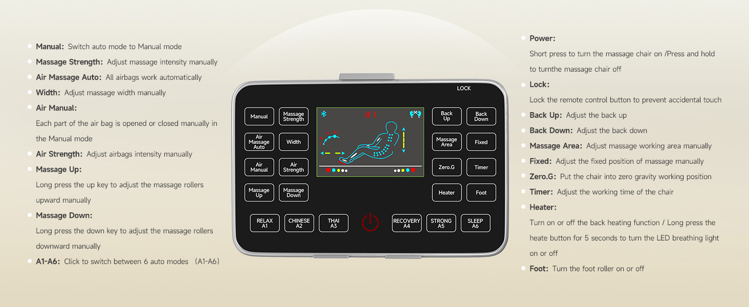 Massage chair LCD control