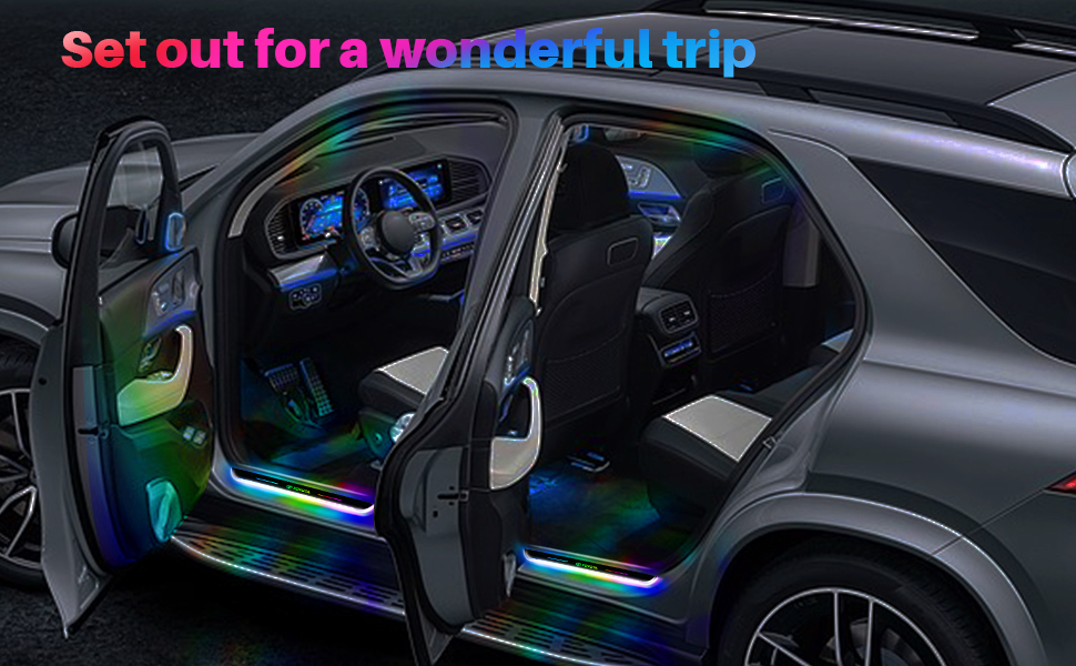 MUALIK 4 Pcs Free Custom led door sill lights for car,led