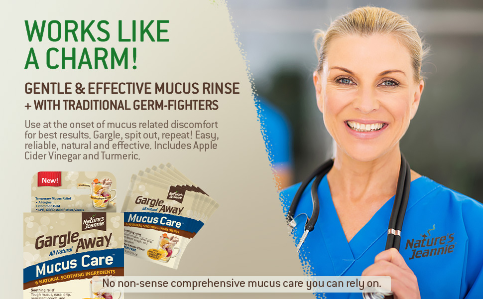 Works like a charm! Gentle & Effective mucus rinse with germ fighters. Gargle & Spit.