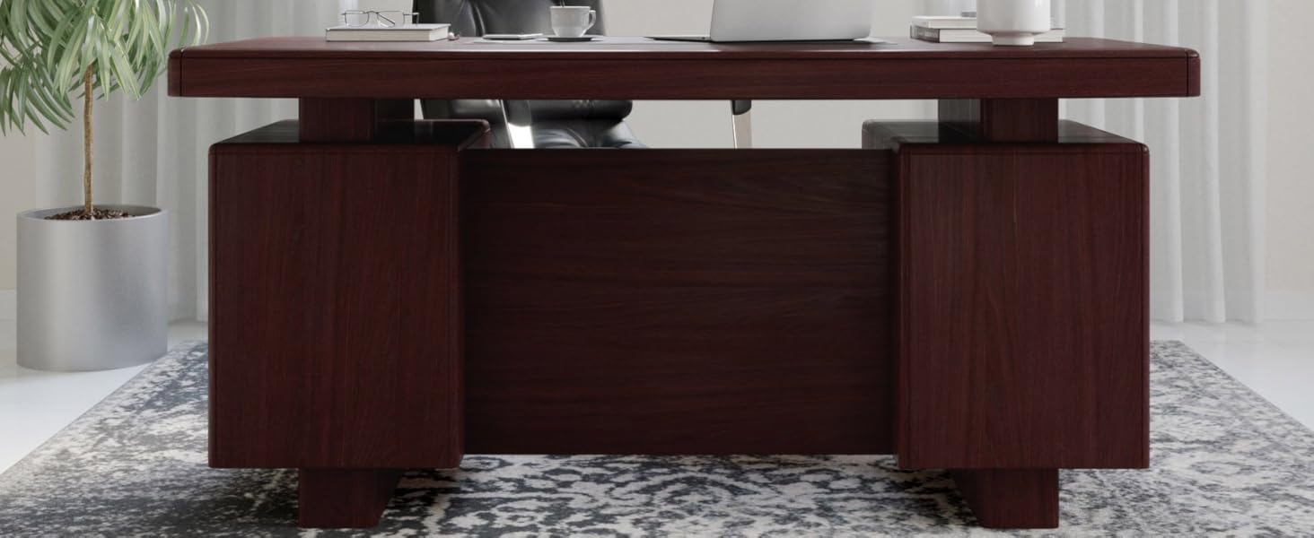 ZURI Monroe White Lacquer Modern Desk with Leather Pad and