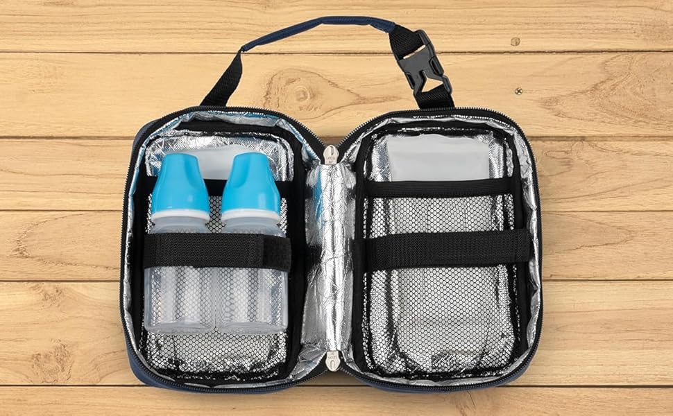 CRAFKEN Breast Milk Storage Bag, 100% Silver Insulated Bag with 2 Ice Gel.