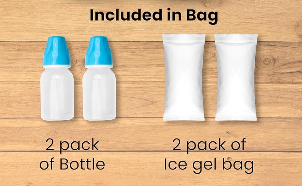 CRAFKEN Breast Milk Storage Bag, 100% Silver Insulated Bag with 2 Ice Gel.