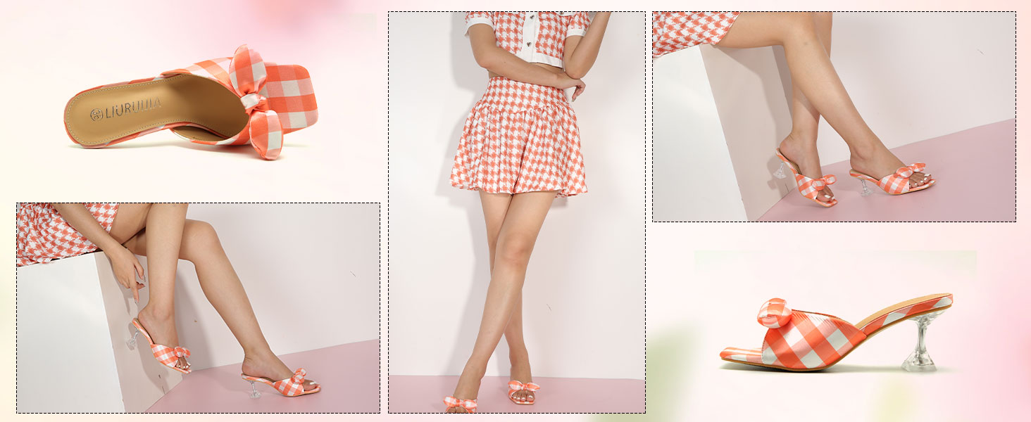 LIURUIJIA formal shoes for women square toe heels heels for women dressy bow sandals for women