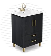 phiestina Fully Pre-Assembled Black 24 inch Bathroom Vanity, 2 Soft Close Doors and 2 Drawers Bat...