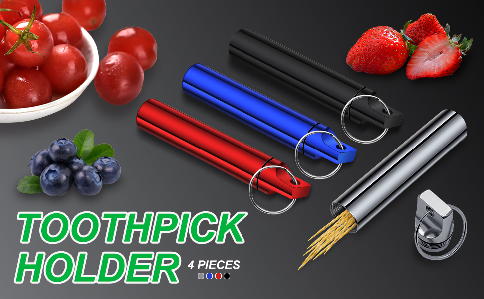 4 Pieces Portable Metal Toothpick Holders, Aluminum