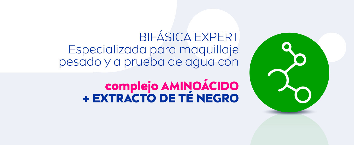 Especializada para maquillaje pesado con complejo aminoácido y extracto de té negro