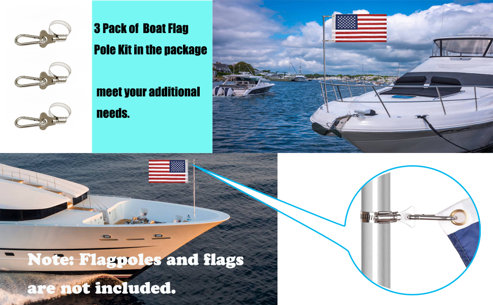 Boats Flag Pole Kits, Stainless Steel Boat Flag Pole Clips