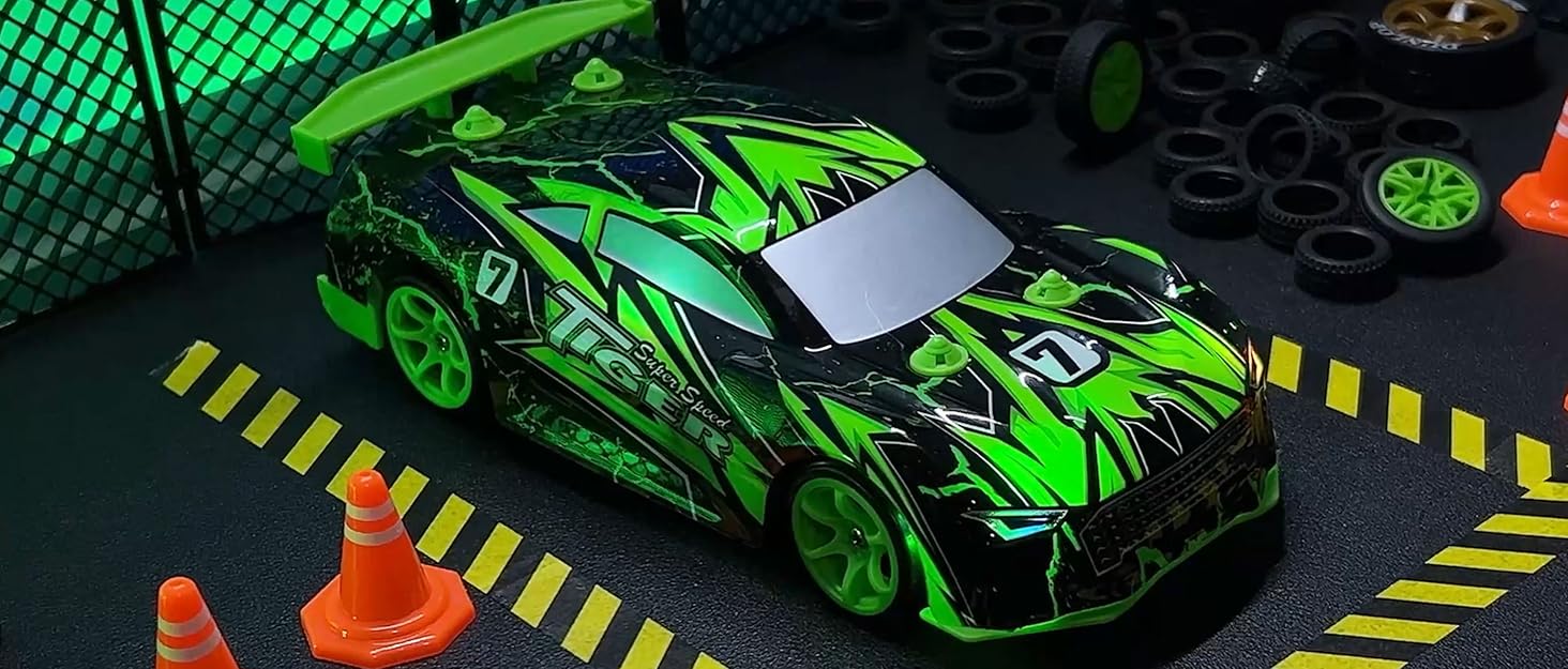 Remote Control Car, RC Drift Stunt Car with LED Lights Glow