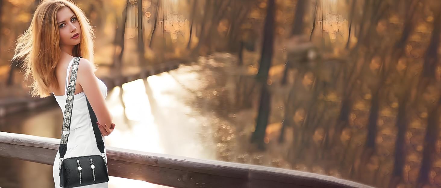 Purse Strap,1.5" Leather End Shoulder Strap Adjustable Replacement,Retro Multi