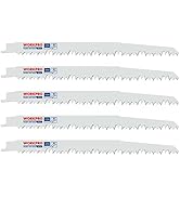 WORKPRO 5-Piece 9-Inch Wood Pruning Reciprocating Saw Blade Set, 5TPI, CR-V Steel Saw Blade Kit f...