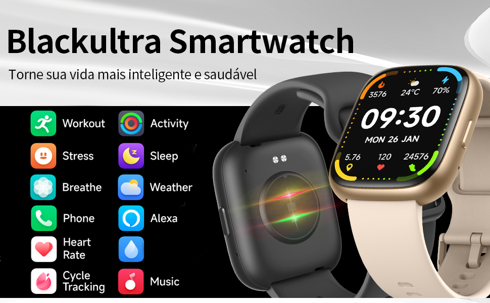 cf702d7b-8548-4231-aa7b-cf592d6c6e22.__CR0,0,970,600_PT0_SX970_V1___ Relogio Smartwatch Masculino e Feminino,Tela HD de 1,8" Relógio Smartwatch com Alexa, 100 Esportes,Frequência Cardíaca e Monitoramento do Sono,IP68 à rova d'água,Compatível com Android iOS,2 Pulseiras