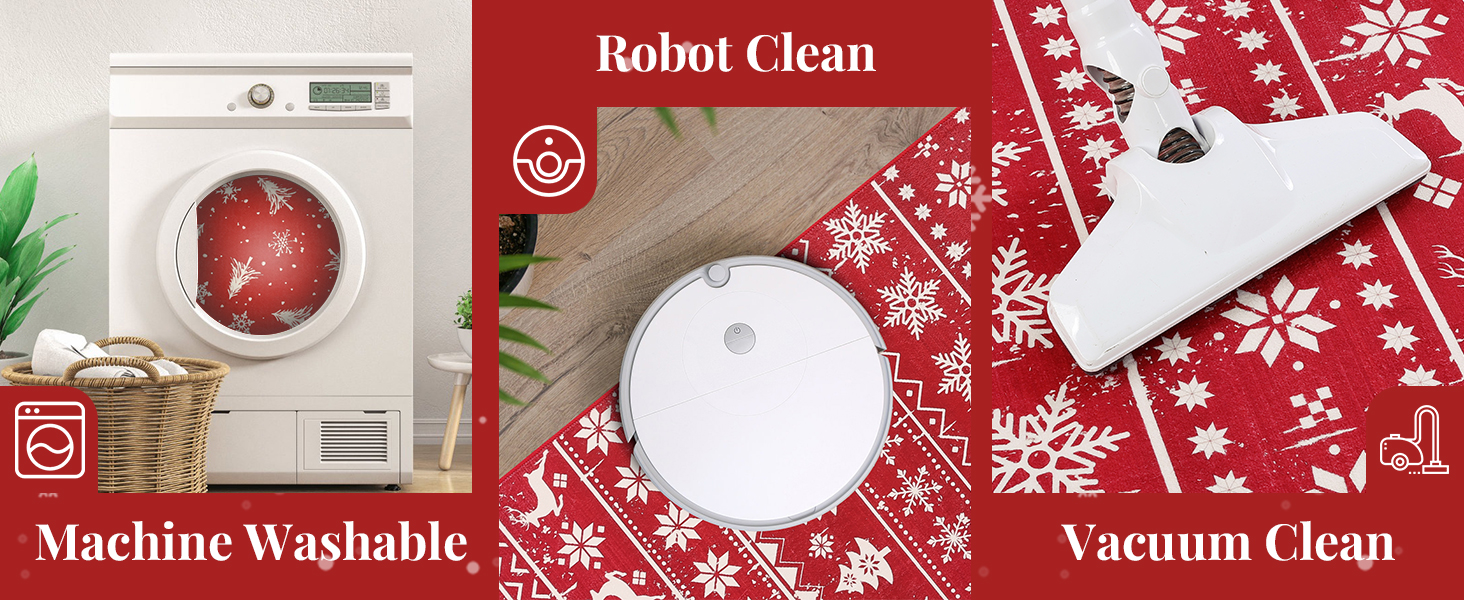 SHACOS Christmas Runner Rug 2x6ft Boho Style White