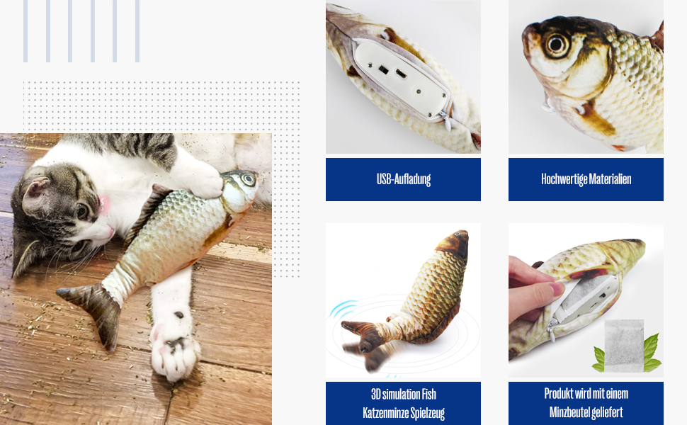 Namsan Electric Moving Fish Cat Toy Fish Kicker Catnip Cat Toy Funny