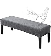 Genina Stretch Jacquard Dining Bench Cover - Anti-Dust Removable Bench Slipcover Washable Bench S...