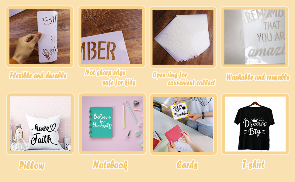 20 PCS Inspirational Stencils for Painting on Canvas Wood