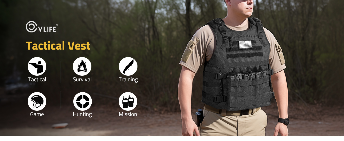 CVLIFE Tactical Vest with Zipper Bag