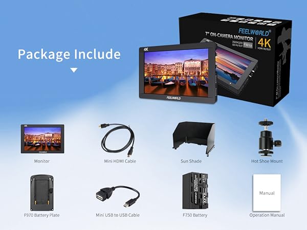 【ケース付】FEELWORLD 4Kモニター FW703 SDI HDMI FEELWORLD FW703 7 Inch DSLR On Camera Field Monitor 3G SDI