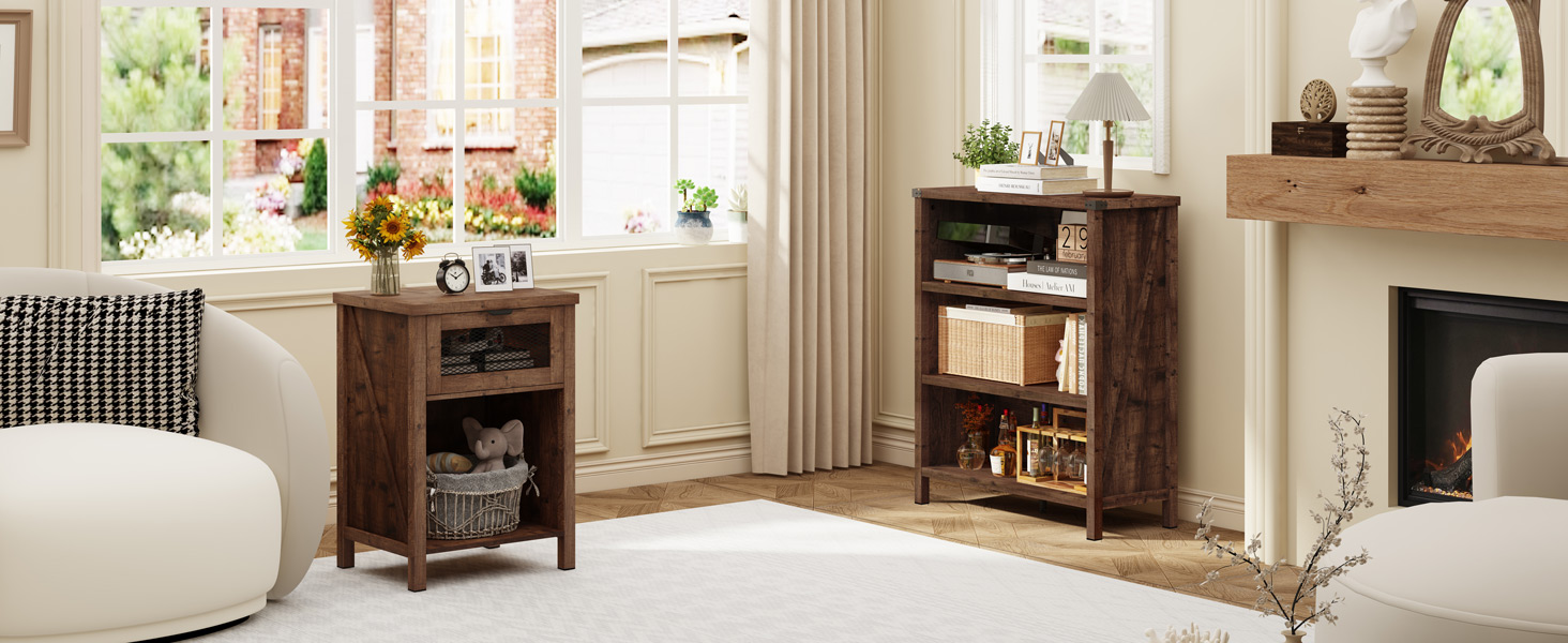 BON AUGURE Record Player Stand with Vinyl Storage