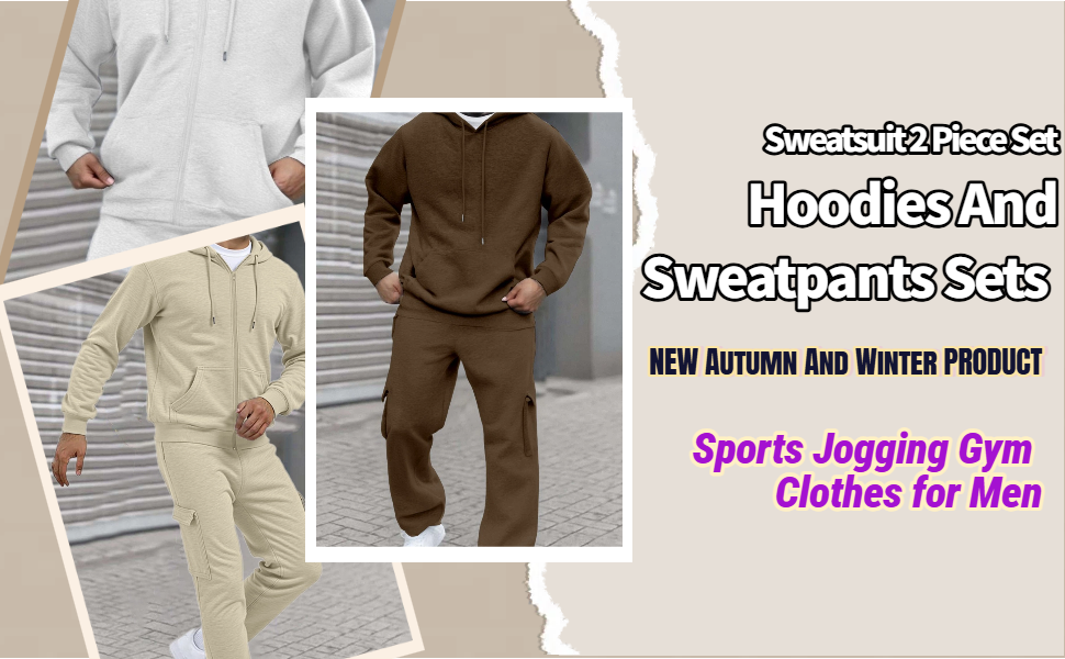 Men Sweatsuits Sets Sweat Suits 2 Piece Set Sweatsuit Zip/Pullover Hoodie and Sweatpants Set