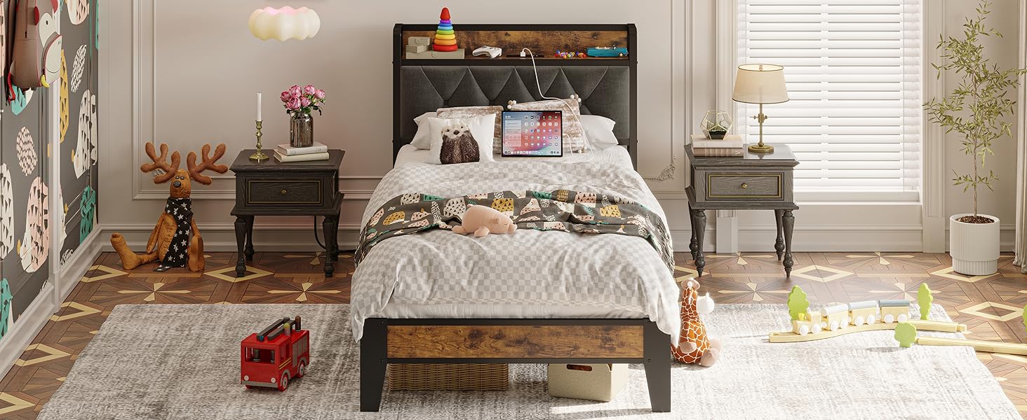 twin bed frame no box spring needed