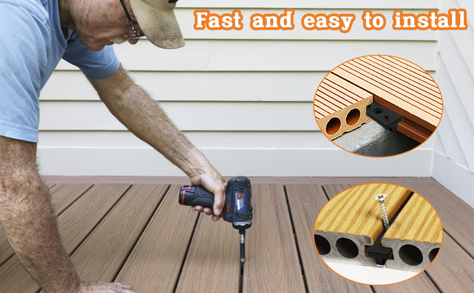 Hidden Fasteners Nylon Clips for Deck Fastening,500 Pieces Composite