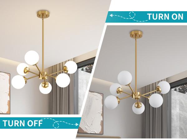 Vaziden Gold Sputnik Chandelier 6-Light Globe Sputnik