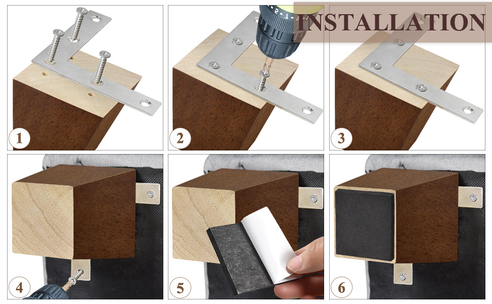 AORYVIC 3 inch Furniture Legs Wood Sofa Legs, Universal Couch Legs Bed Risers