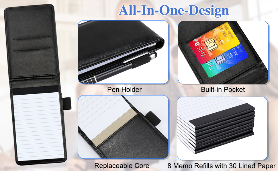 Meetory 11 Pcs Small Pocket Notebook Mini Notepad Set, Included A7 Pu