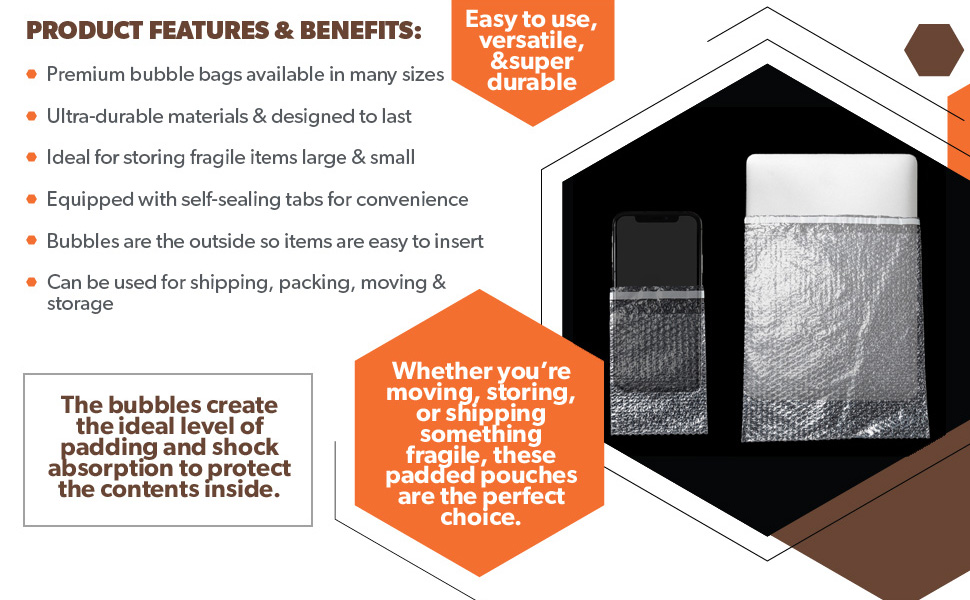 clear bubble self seal bags