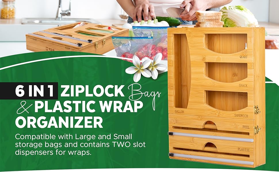 T3R Foil and Plastic Wrap Organizer 6in1 Ziplock Bag