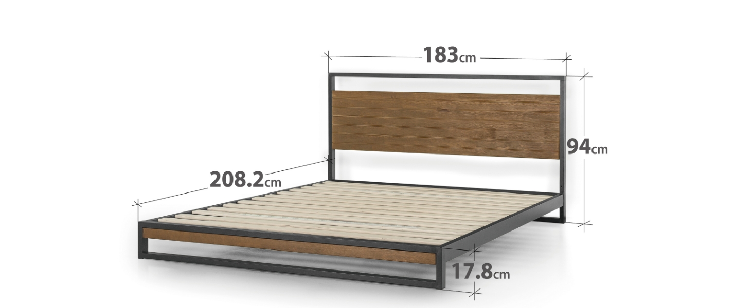 Zinus King Bed Frame Base /y/Metal Pine Heavy Solid Wood