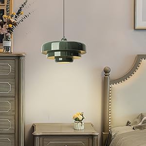 DoungRos Plug-in Green Pendant Light Fixtures, 16FT Hanging