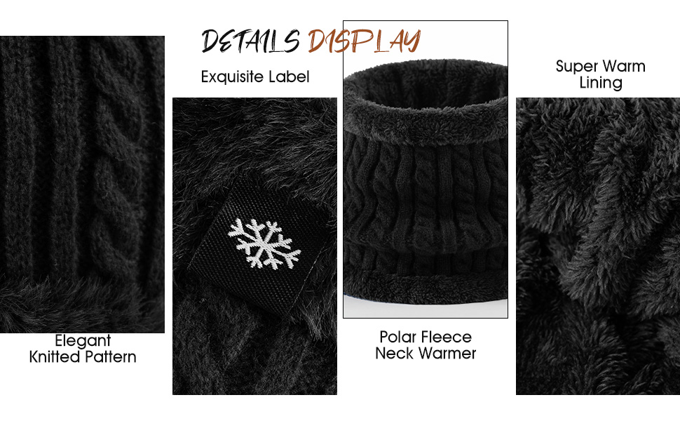 Winter Beanie with Earflap Neck Warmer Set