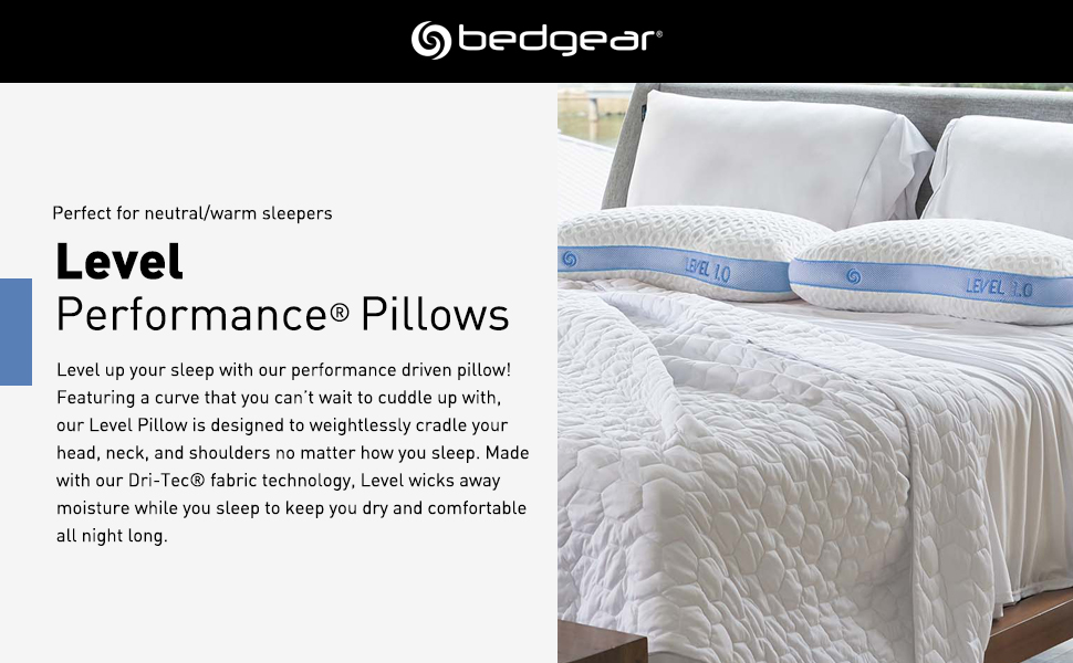 Bedgear Level Performance Pillow Size 2.0 Washable Dri
