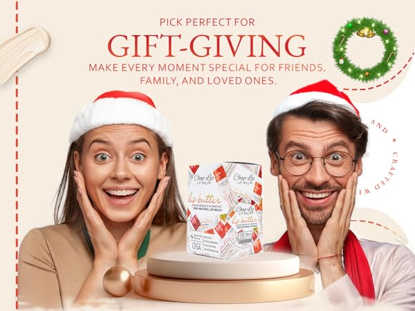  Lip Balm Hydrating Bulk Chap Stick with Fruit Flavors, Coconut Oil, Cocoa Butter - Christmas