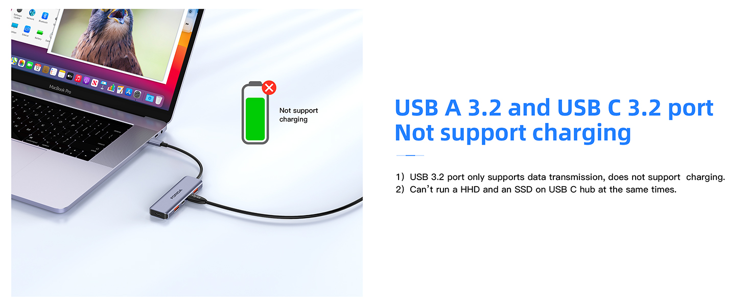 USB C 3.2 and 2 USB A 3.2 Data Ports