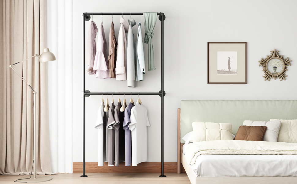 Amazon.com: IronJiaZu Industrial Pipe Clothing Rack Wall
