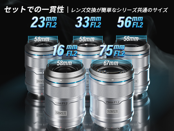 SIRUI 75mm F1.2 オートフォーカスレンズ APS-C、SONY E SIRUI Sniper Series f1.2 aps-c frame autofocus lens set