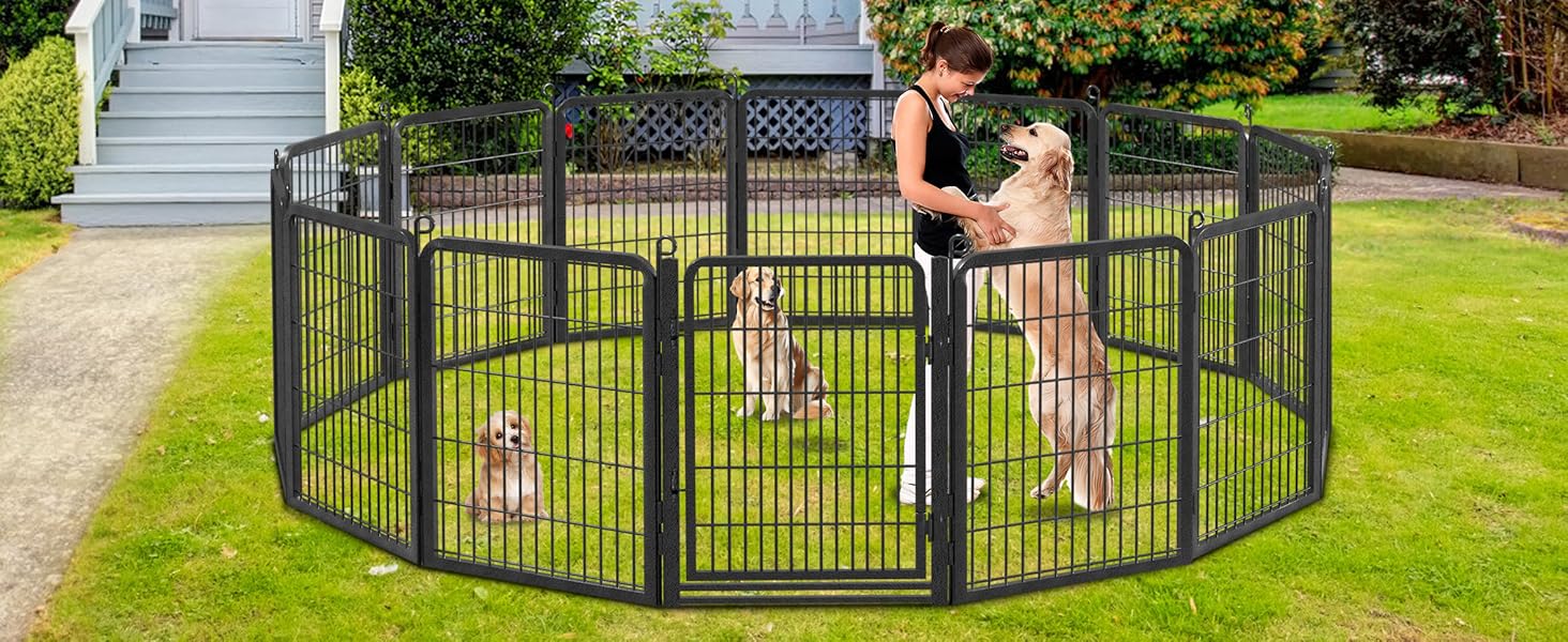 Dog Playpen Outdoor Metal Dog Pens Outside with Door