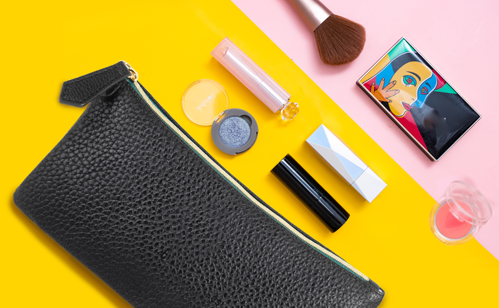 besharppin PU Leather Makeup Bag, 2pcs Black Cosmetic Bags