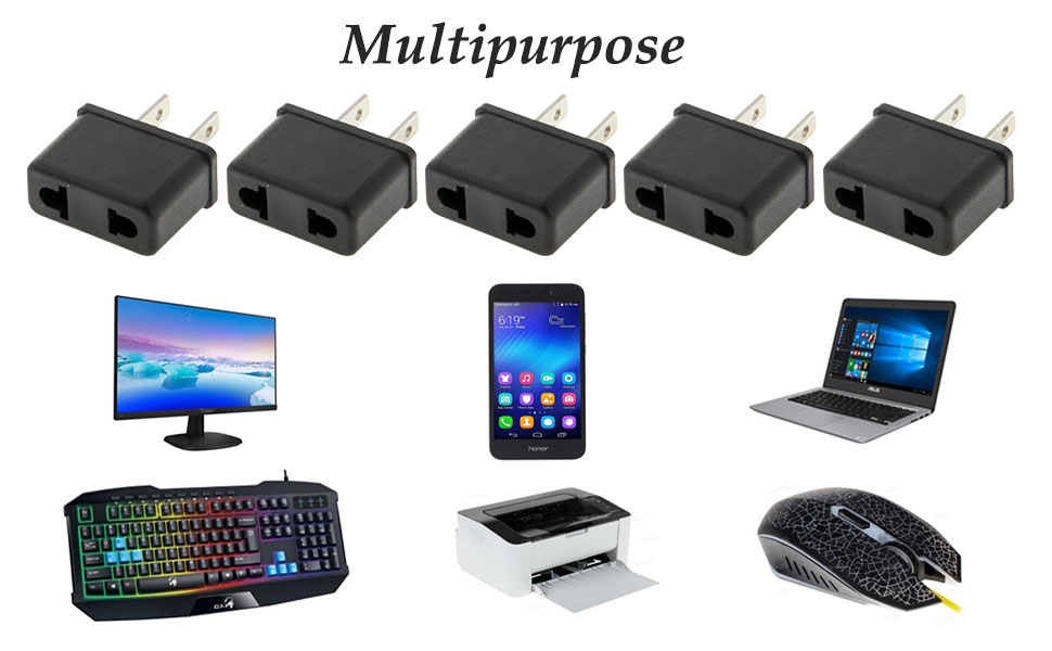 Power Adapter USA, US Strom Adapter, US Converter, 5 Stück Adapter EU