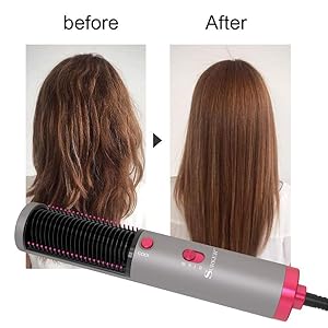 Hair straightener and curler brush