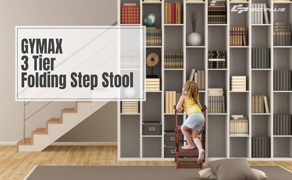 3 Tier Folding Step Stool 3-in-1 Portable Wood Stepladder Display Flower Shelf 12 W